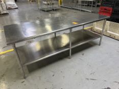 SS Table 96 x 36 x 36 in., Rounded Edges, Stainless Undershelf