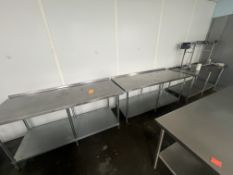 (3) SS Tables (3) 72 x 24 x 35 in., SS Backsplash, Galvanized Undershelf