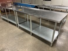 Andrews (2) SS Tables (2) 72 x 29 x 35 in., Backsplash, Galvanized Undershelf )