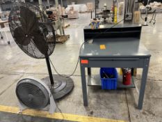 Desk and Fans (1) Slant Top Shipping Desk; (2) Fans