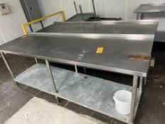 (2) SS Tables (2) 96 x 24 x 35 in., SS Backsplash, Galvanized Undershelf
