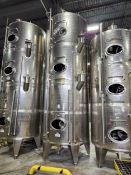 14,000 Liter (3,700 Gallon) Total Capacity Vinquip Vertical Jacketed Stainless Steel Beverage