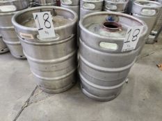 Lot - (3) 58.66 Liter (15 Gallon) Capacity Stainless Steel Beverage Kegs (2016) All measurements are