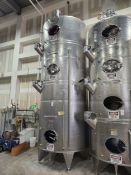 11,000 Liter (2,900 Gallon) Total Capacity Vinquip Vertical Jacketed Stainless Steel Beverage