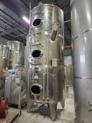 9,000 Liter (2,300 Gallon) Total Capacity Vinquip Vertical Jacketed Stainless Steel Beverage Tank,
