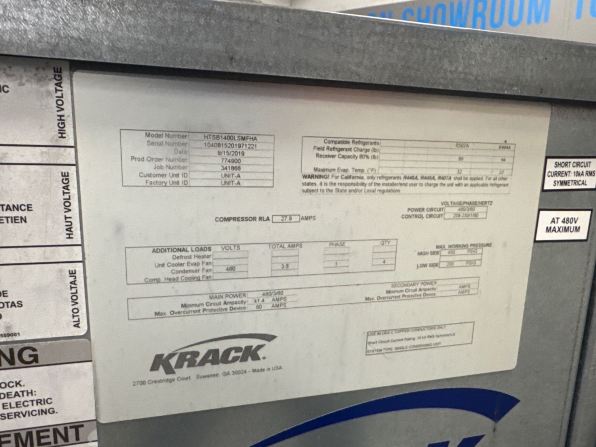KRACK FREON CONDENSING UNIT - Image 5 of 5