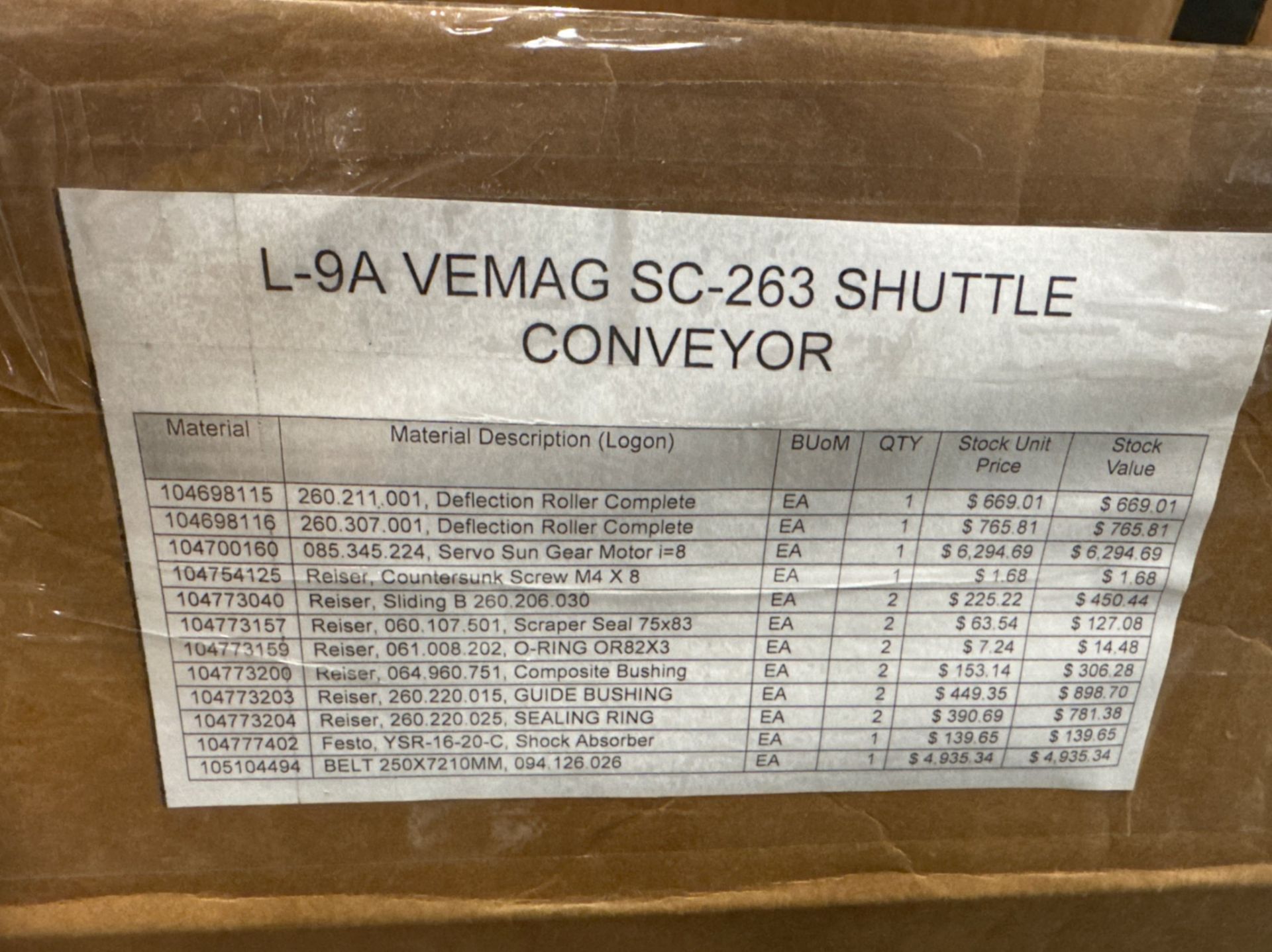 VEMAG SHUTTLE CONVEYOR PARTS - Image 8 of 12