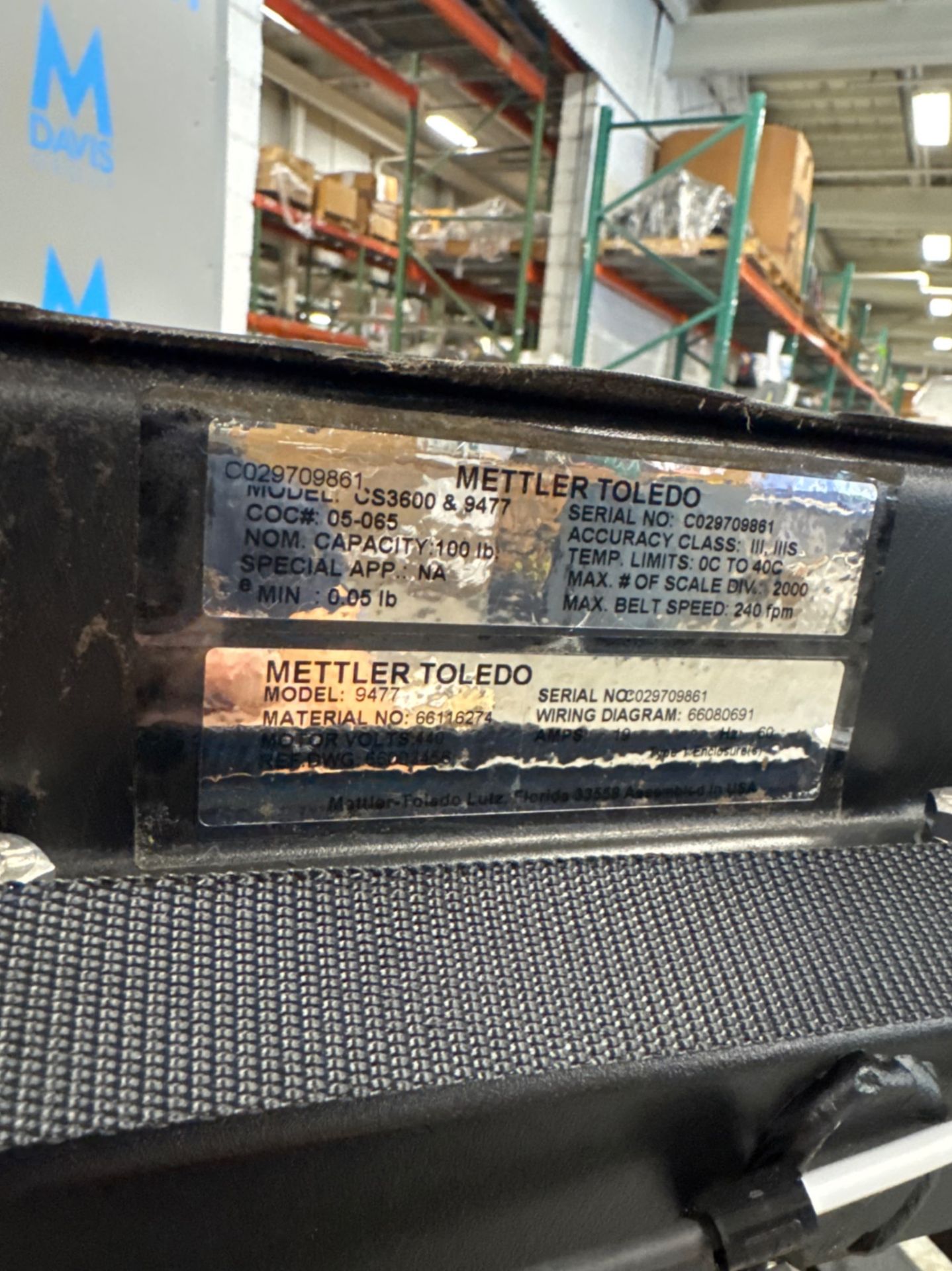 METTLER TOLEDO 100 LB. CAPACITY CONVEYOR SCALE - Image 6 of 10