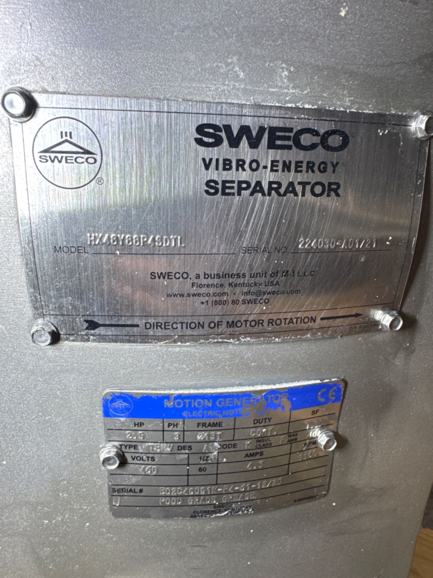 Sweco 46 S/S Deck Sifter with Flexicon Bag Dump Station with Dust Collection System - Image 15 of 29