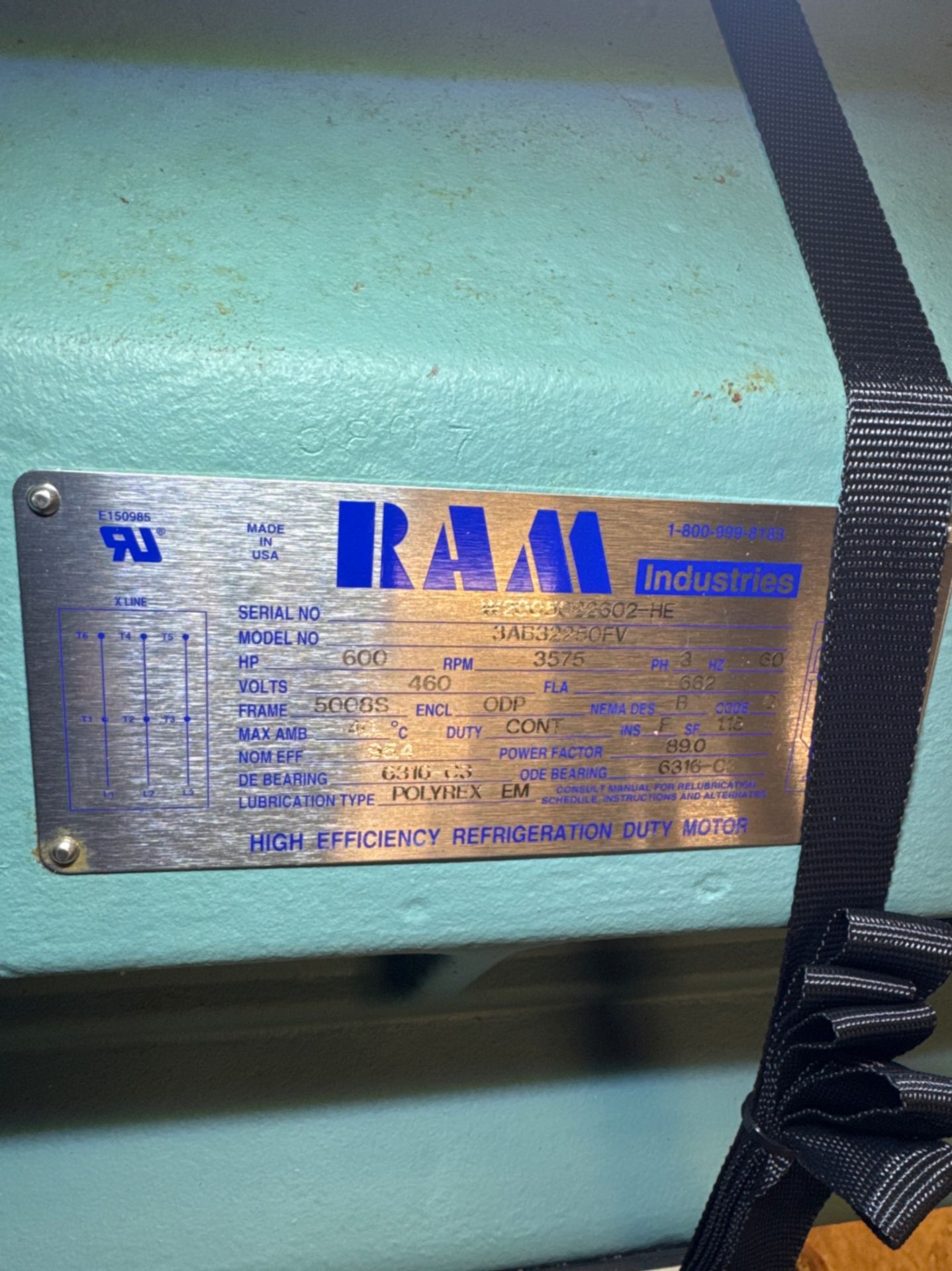 RAM 600 HP AMMONIA COMPRESSOR SPARE MOTOR - Image 6 of 6