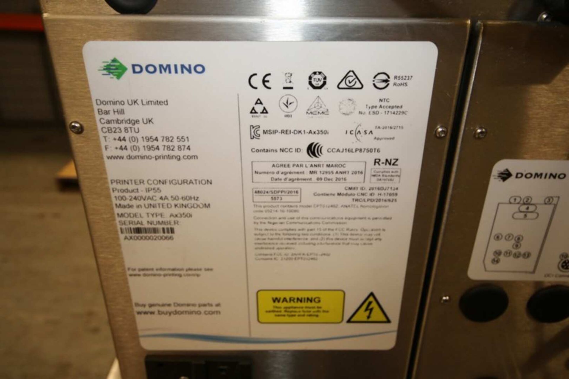 DOMINO DATE CODER MODEL AX 350i - Image 10 of 12