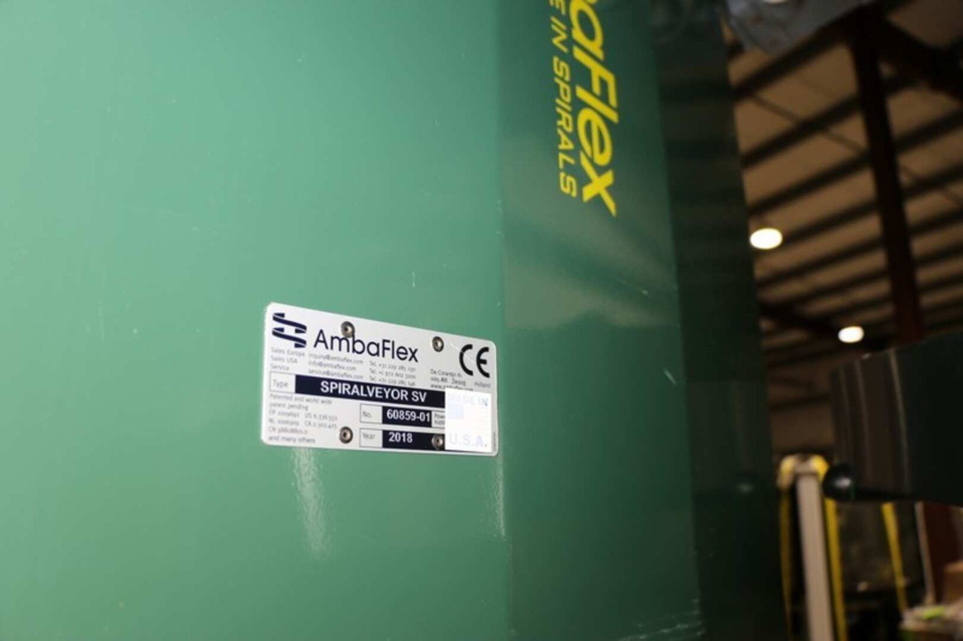 2018 Ambaflex Spiral Case Conveyor, Model SPIRALVEYOR SV, SN 60859-01, 3 Tier, 24" W Belt with Divid - Image 6 of 6