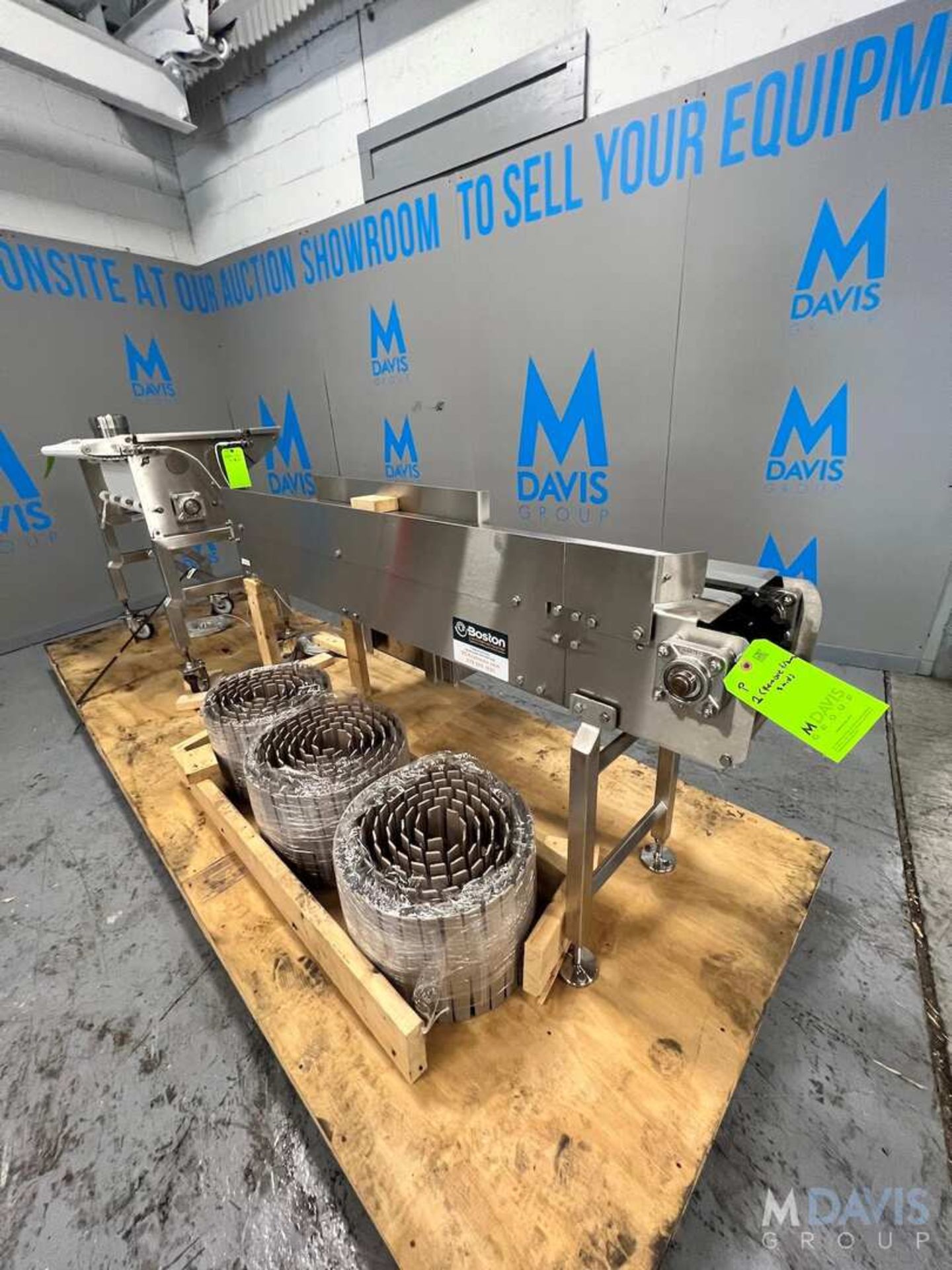 STRAIGHT SECTION OF B OSTON CONVEYOR WITH (3) ROLLS OF INTRALOX STYLE CONVEYOR, APPROX. 63 IN. L X 1 - Image 3 of 7