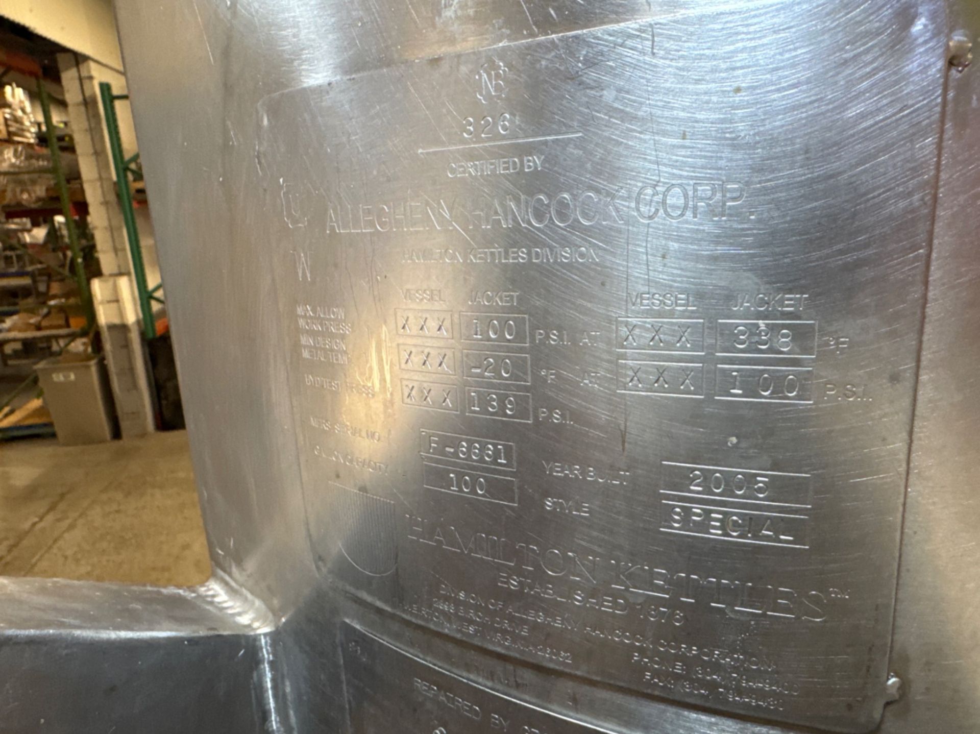 Hamilton 100 Gallon S/S Jacketed Kettle - Image 9 of 15