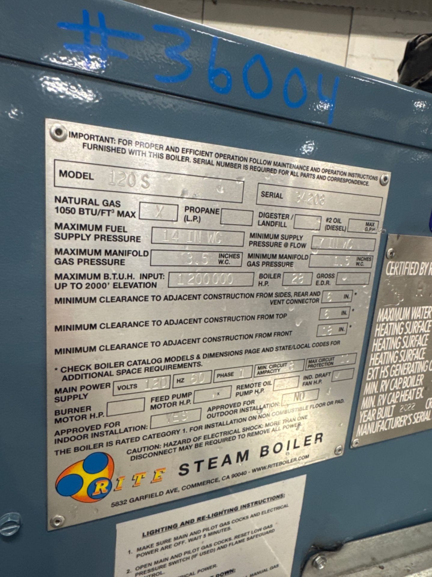 2022 Rite Steam Boiler - Image 8 of 9