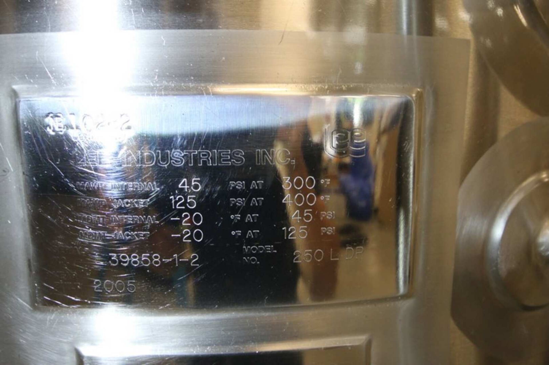 2005 Lee 250 Liter Dome Top Dome Bottom Jacketed Portable S/S Reactor Tank, Model 250 L DP, SN 39858 - Image 14 of 14