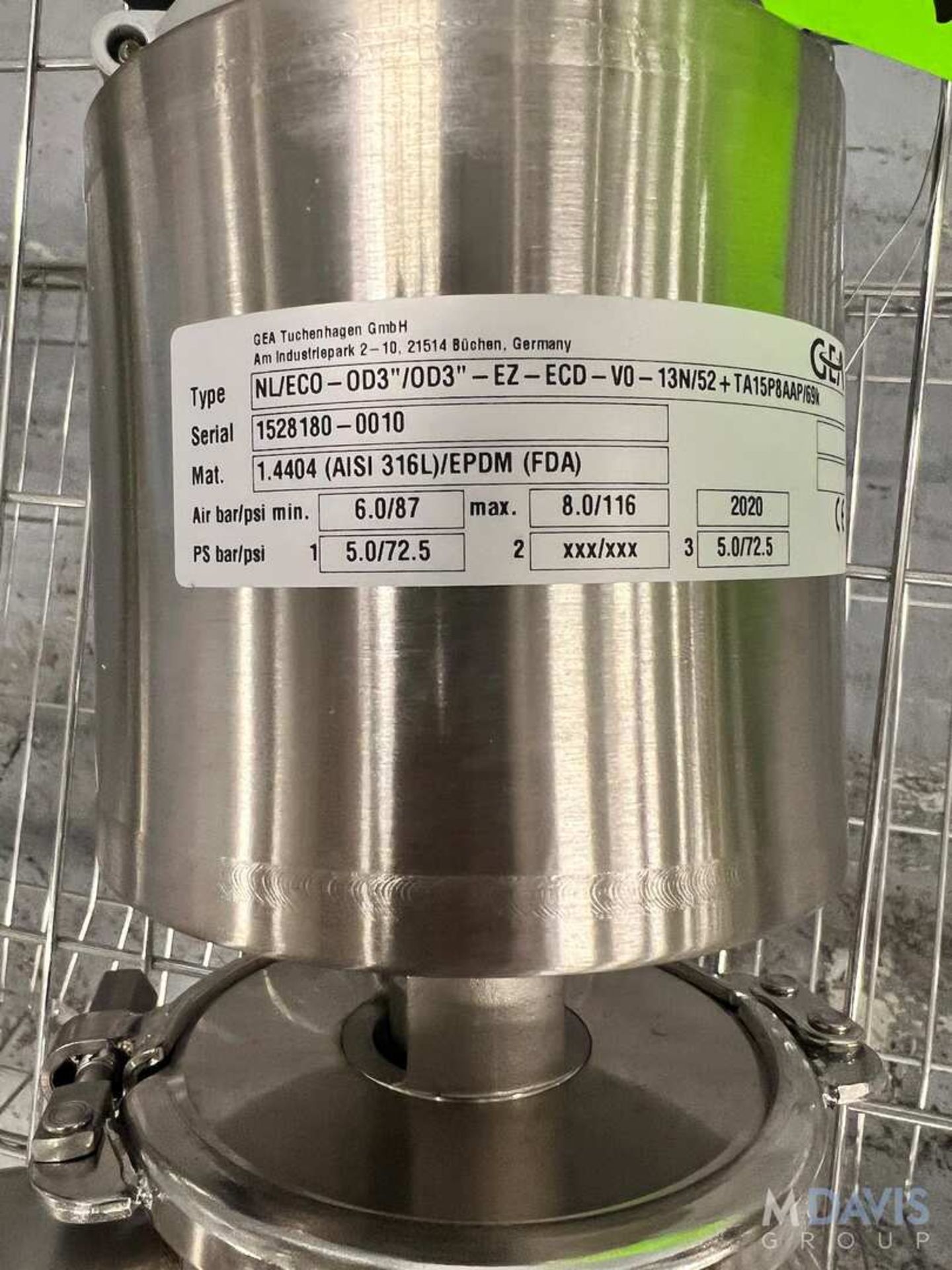 (1) NEW 2020 GEA AIR VALVE, 3 IN., 316L S/S (INVENTORY # ) (LOCATED @ MDG SHOWROOM - PITTSBURGH, PA - Image 2 of 4
