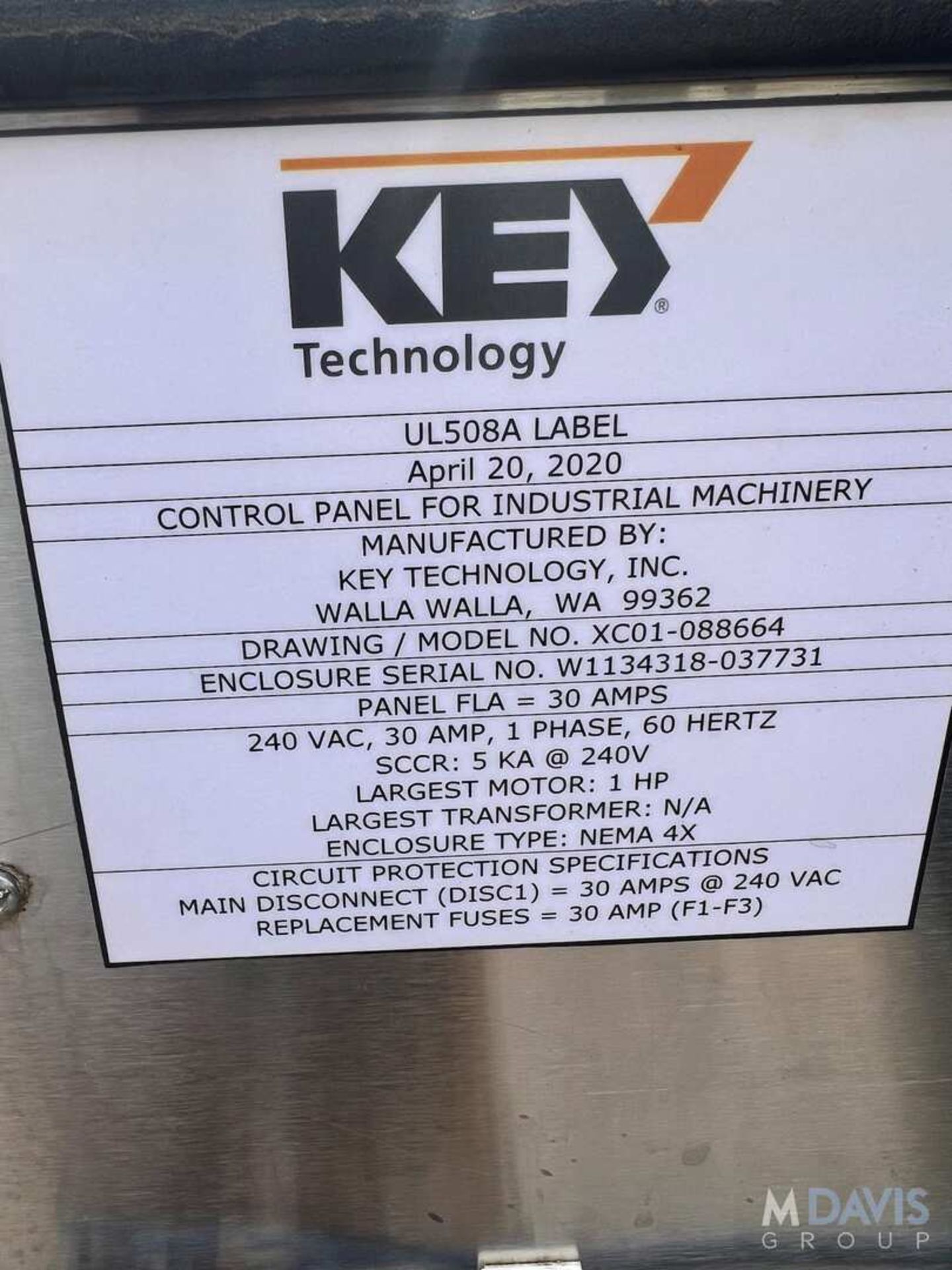 2020 KEY TECHNOLOGIES VIBRATORY CONVEYOR WITH VISION INSPECTION SYSTEM, MODEL SH01-088663, S/N W1134 - Image 17 of 26