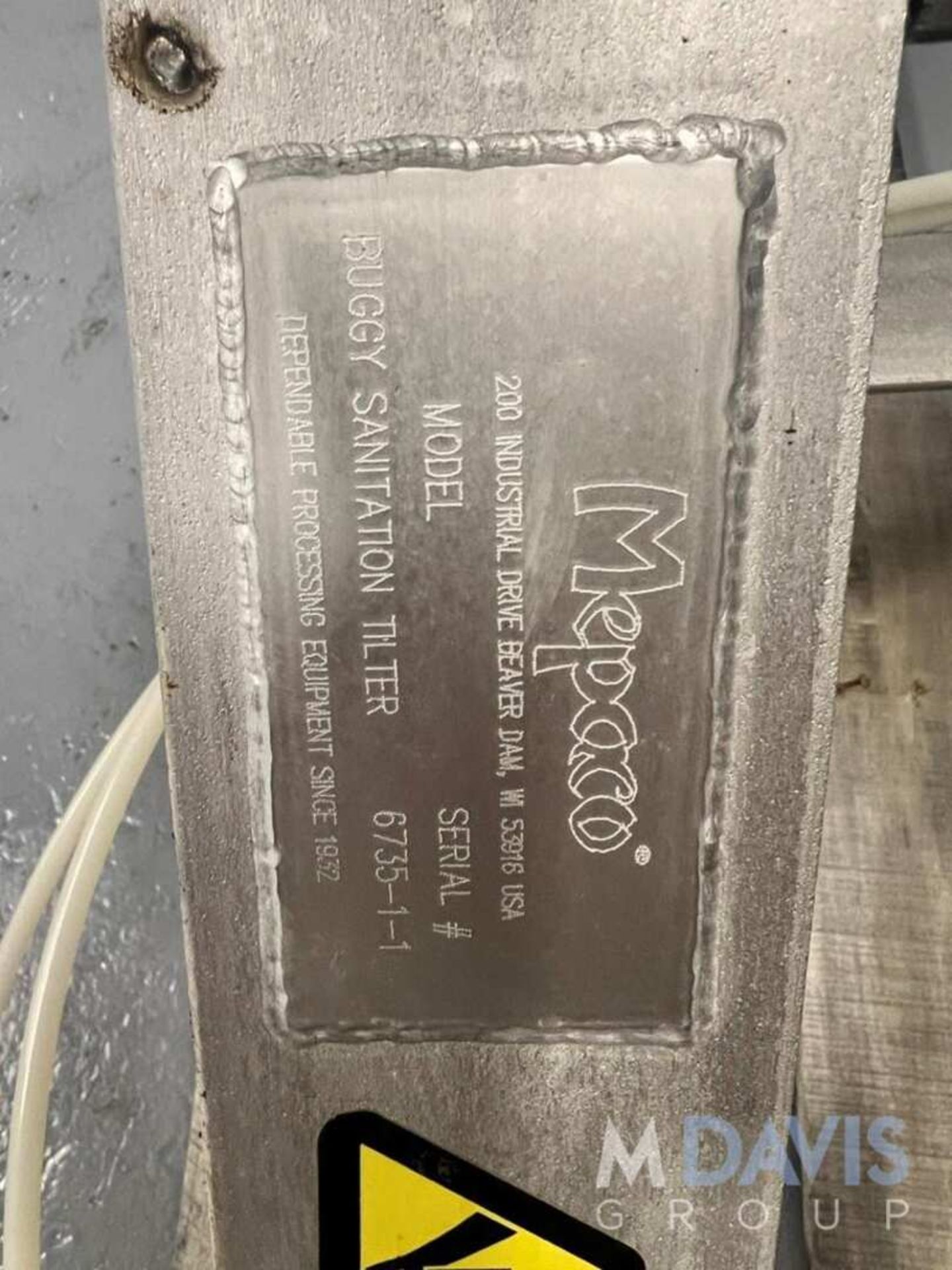 MEPACO BUGGY SANITATION TILTER, MODEL BUGGY SNAITATION TILTER, S/N 6735-12-1, USED FOR CLEANING CART - Image 3 of 9