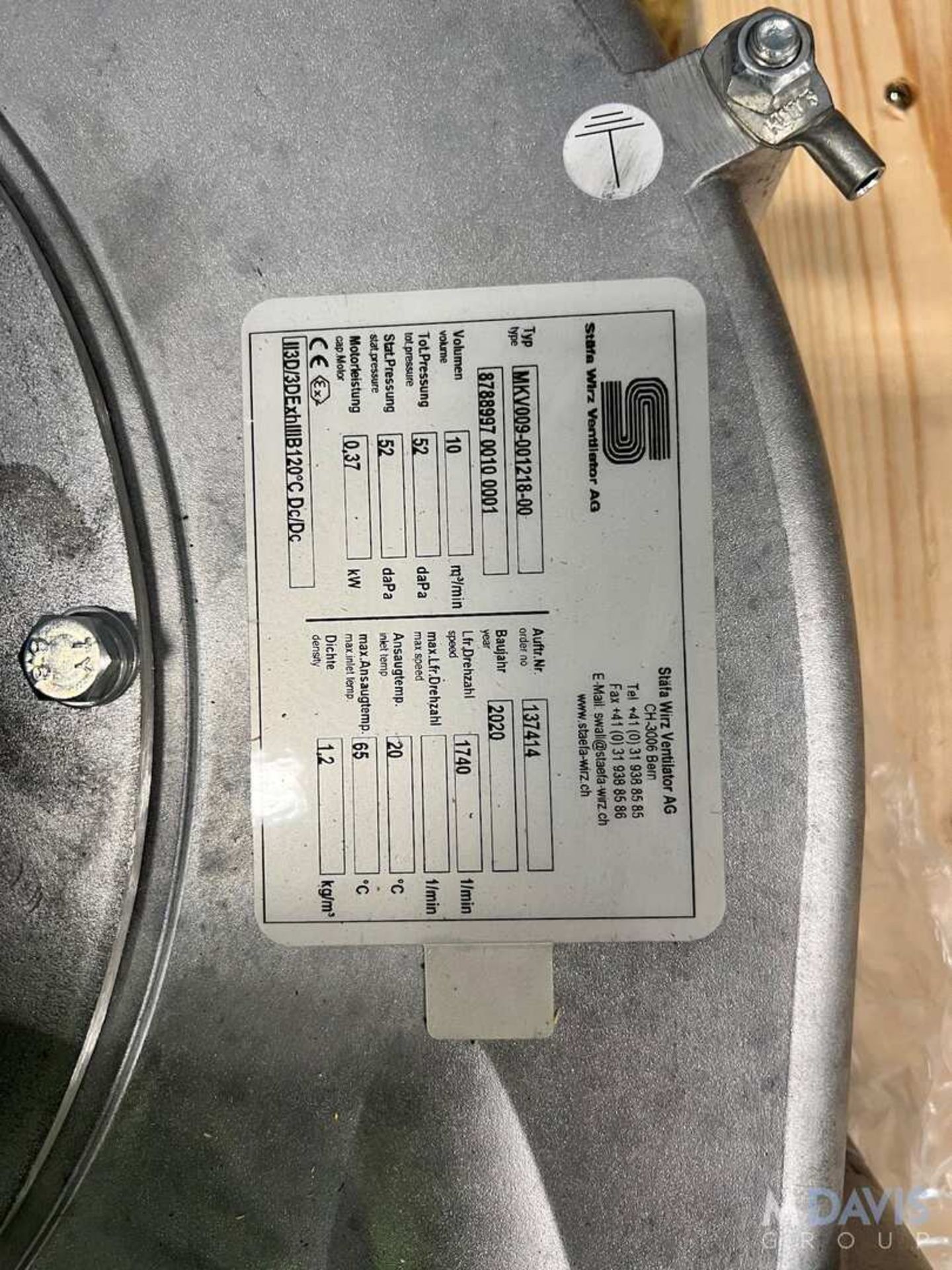 NEW 2020 STAFA WIRZVENTILATOR BLOWER / CENTRIFUGAL FAN, TYPE MKV009-001218-00, S/N 8789970010001, AP - Image 3 of 5