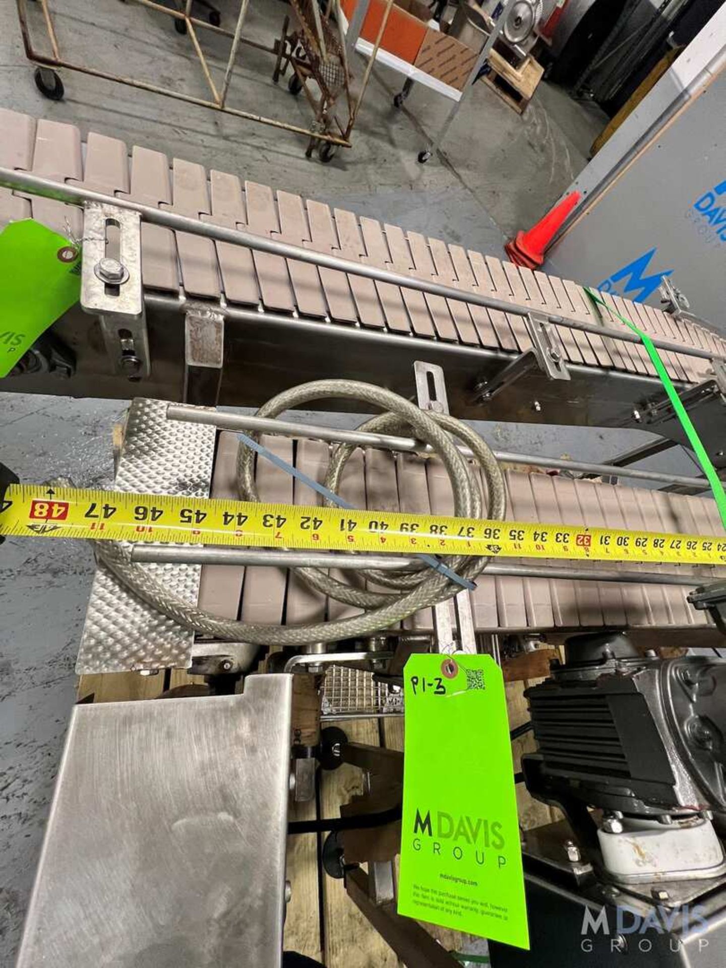 (3) SECTIONS OF CONVEYOR (2) STRAIGHT AND (1) 90 DEGREE, 90 DEGREE APPROX. 90 IN. LX 8 IN. W, STRAI - Image 14 of 25