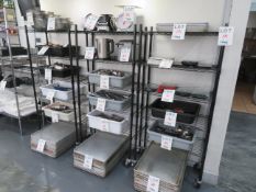 LOT including stainless steel shelving on wheels approx. 30"w x 14"d x 64"h (qty 3)