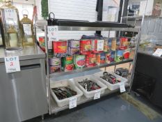 Stainless steel shelving/rack on wheels approx. 57"w x 27"d x 47"h