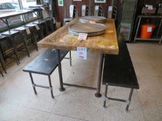 LOT including dining room table approx. 36"d x 72"w x 36"h with 2 benches