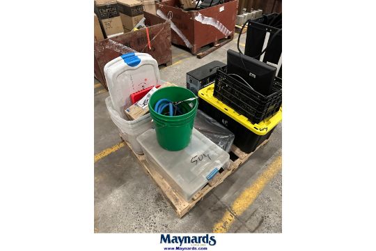 monitor, hose, tote bins sump pump - Image 1 of 2