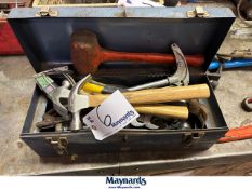 toolbox with loose tools, hammers, screwdrivers