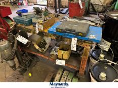 30" x 4 ft rolling two tier steel bench with hardware bottom shelf