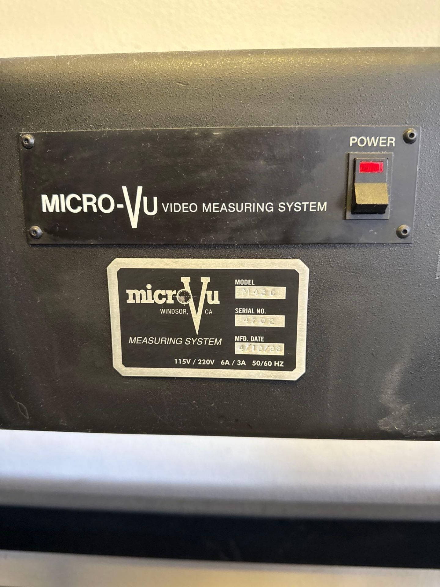 Micro Vu Inspec Software Controls Micro-Vu M436 Video Measuring System, InSpec Software, New 1999