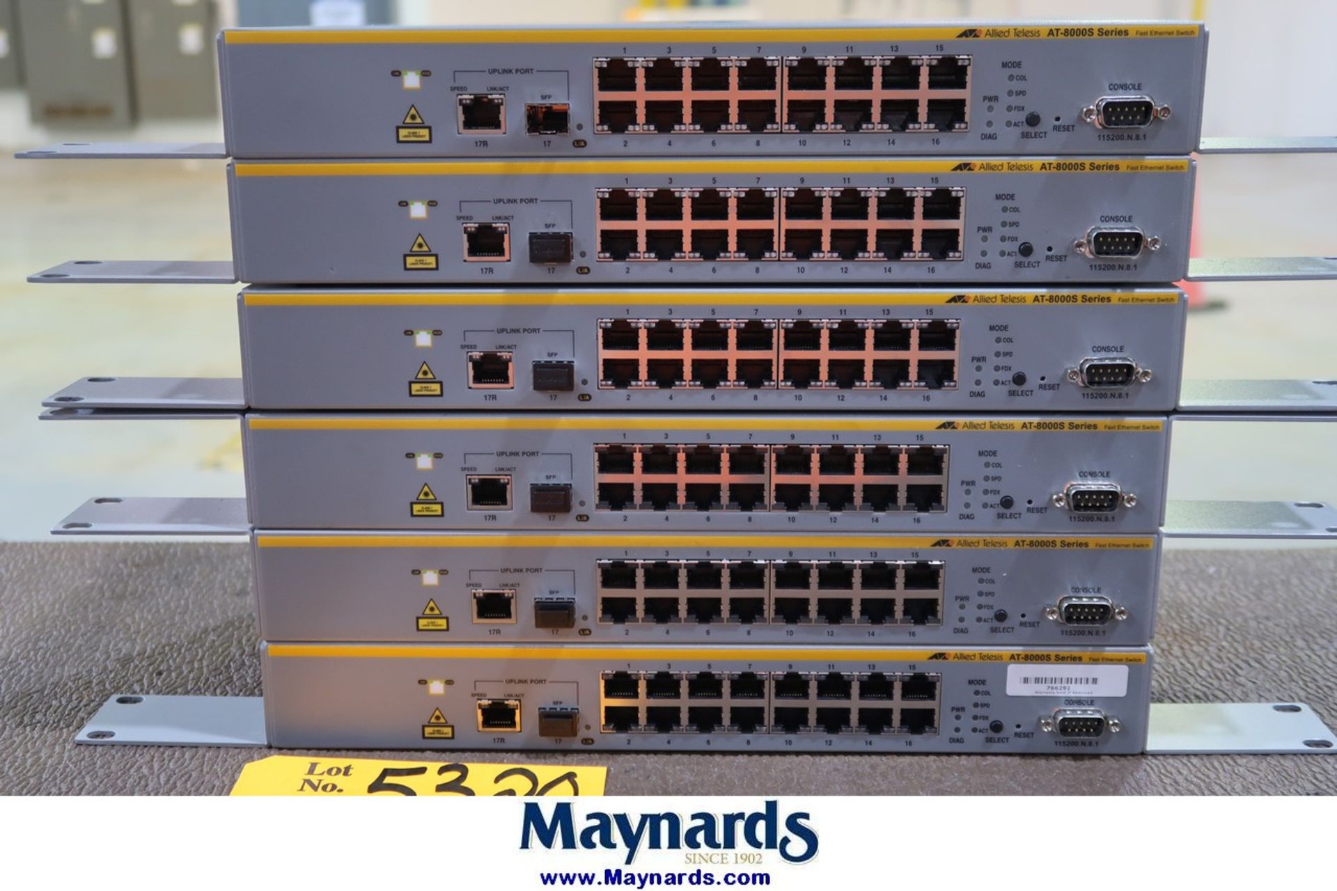 Lot of (6) Allied Telesis AT-8000S Series 16-Port Fast Ethernet Switches - Image 2 of 3