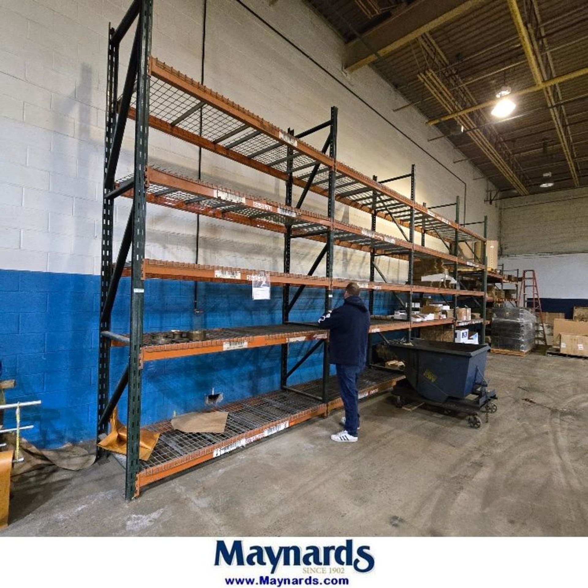 (4) Section of 16ft racking, 5-shelves with grating (no contents ...