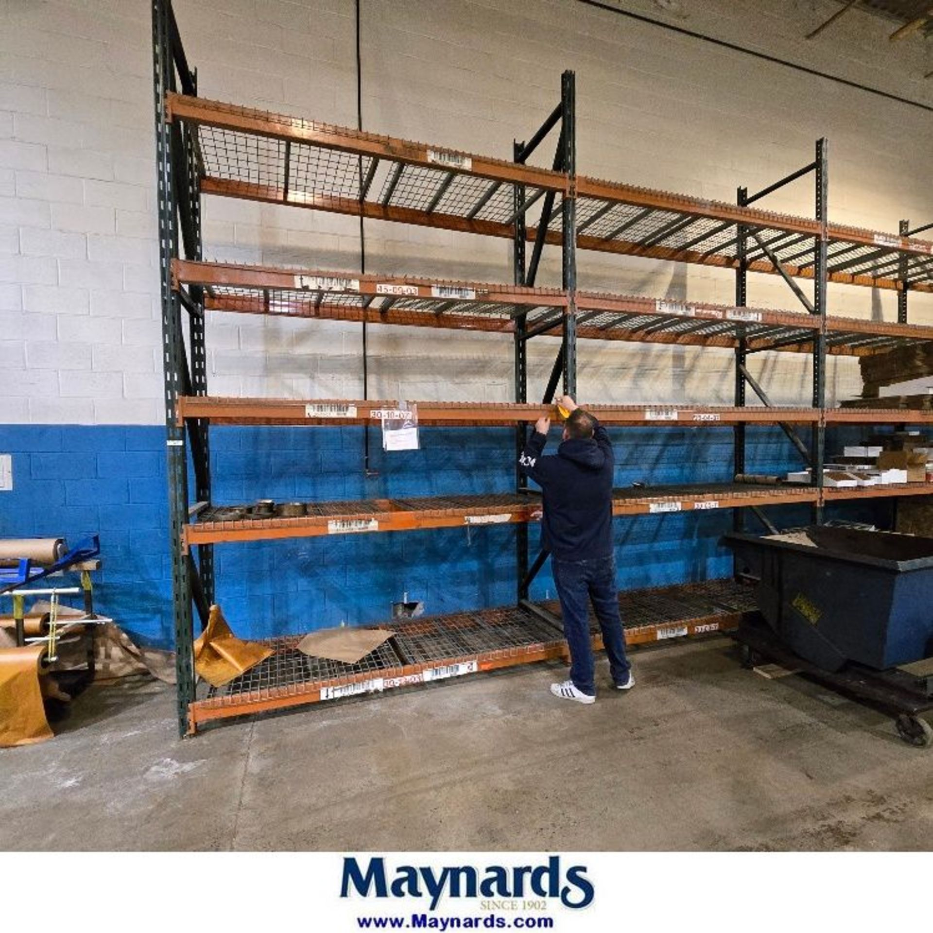 (4) Section of 16ft racking, 5-shelves with grating (no contents ...
