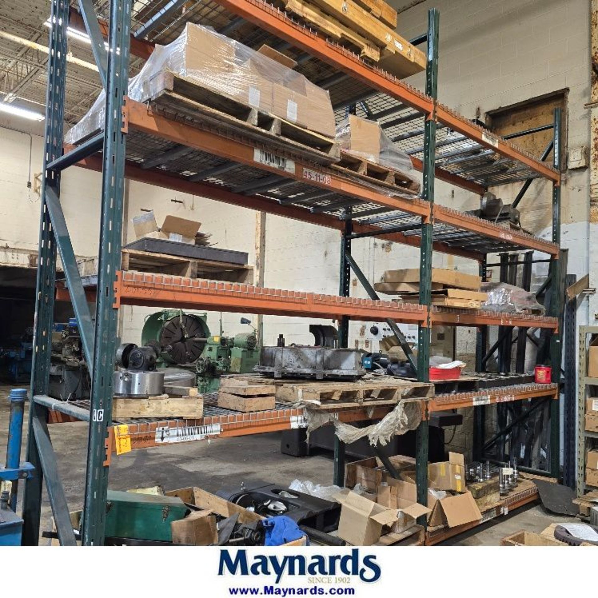 H 8413 Racking 2 sections of pallets racking 16' tall 5 shelves each ( No contents ...