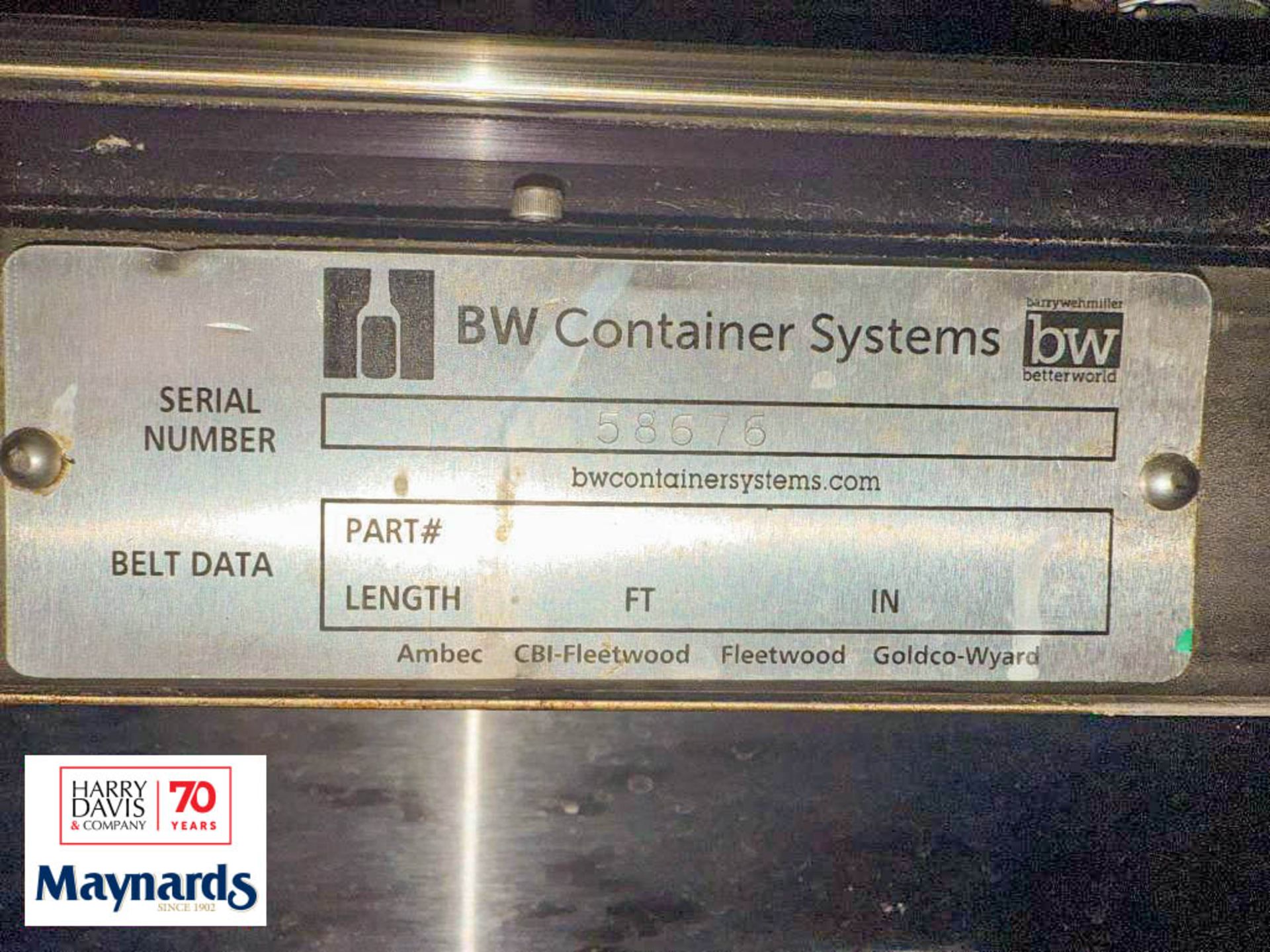 BW Container Systems Can Transfer System, S/N: 58676 (Subject to Bulk ...