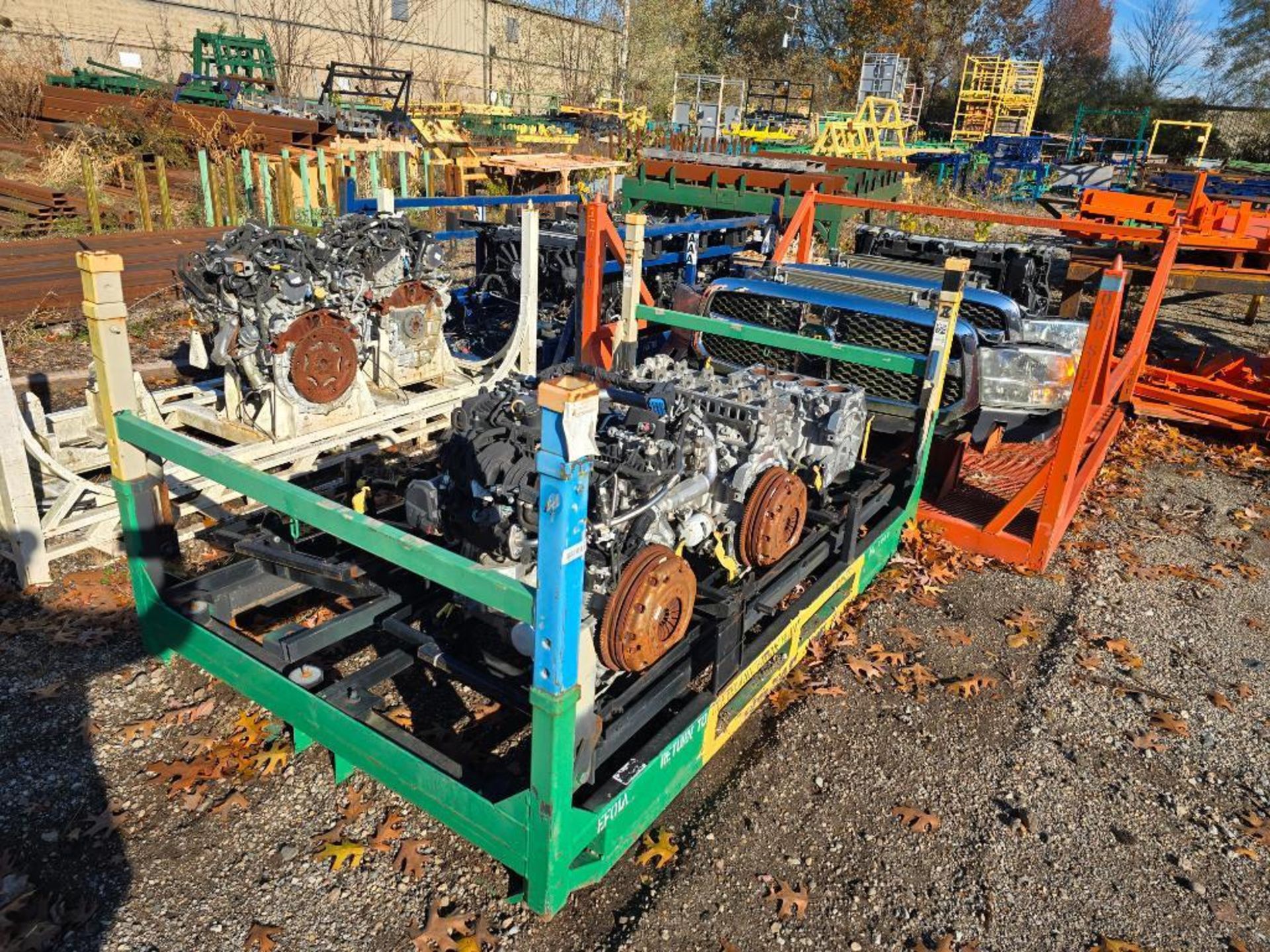 (4) Racks w/ (5) Ford Test Engines & (6) Dodge Truck Front End ...