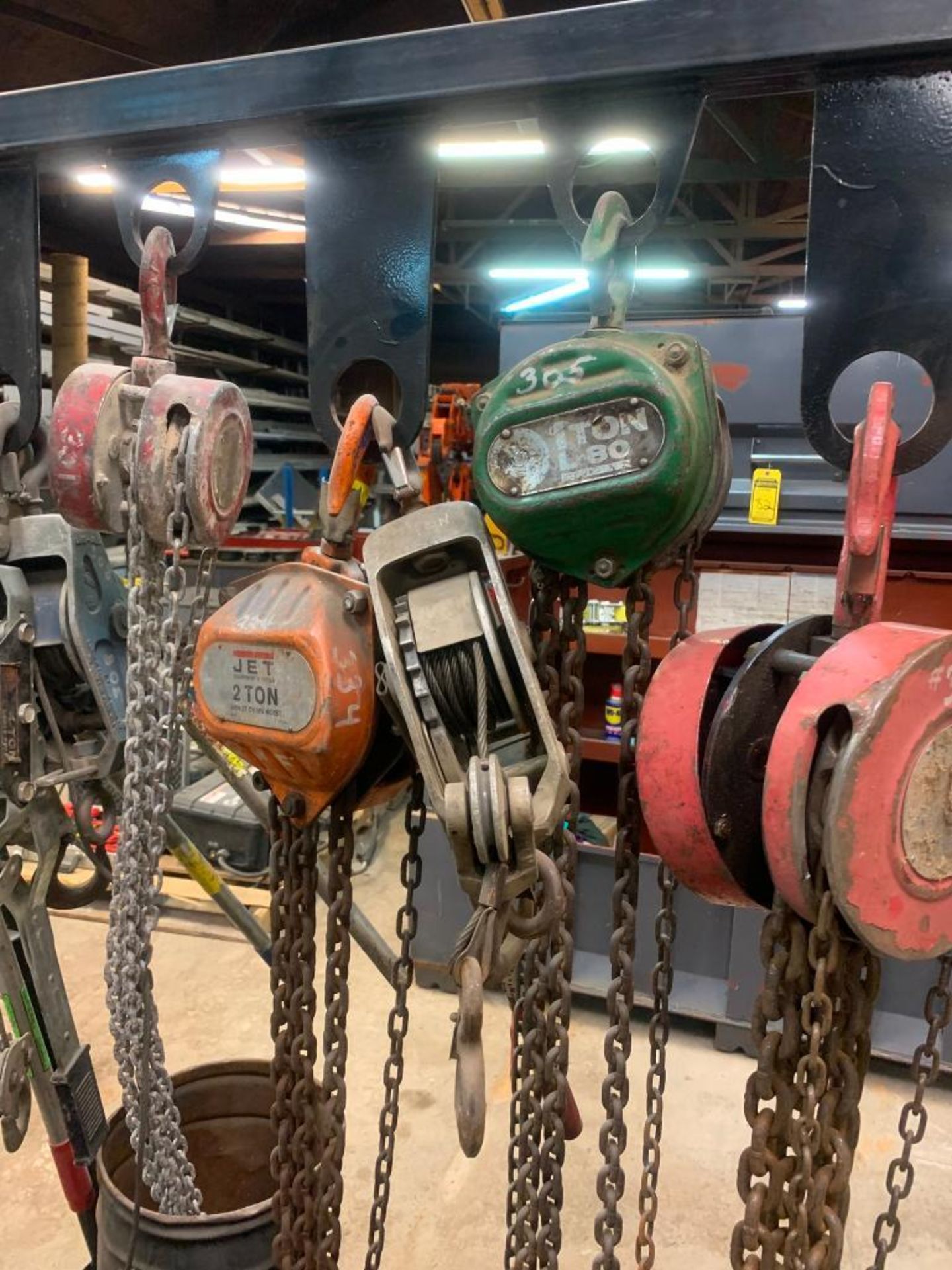A-Frame Rigging Rack w/ Content, Assorted Manual Chain Blocks 1-Ton, 2 ...