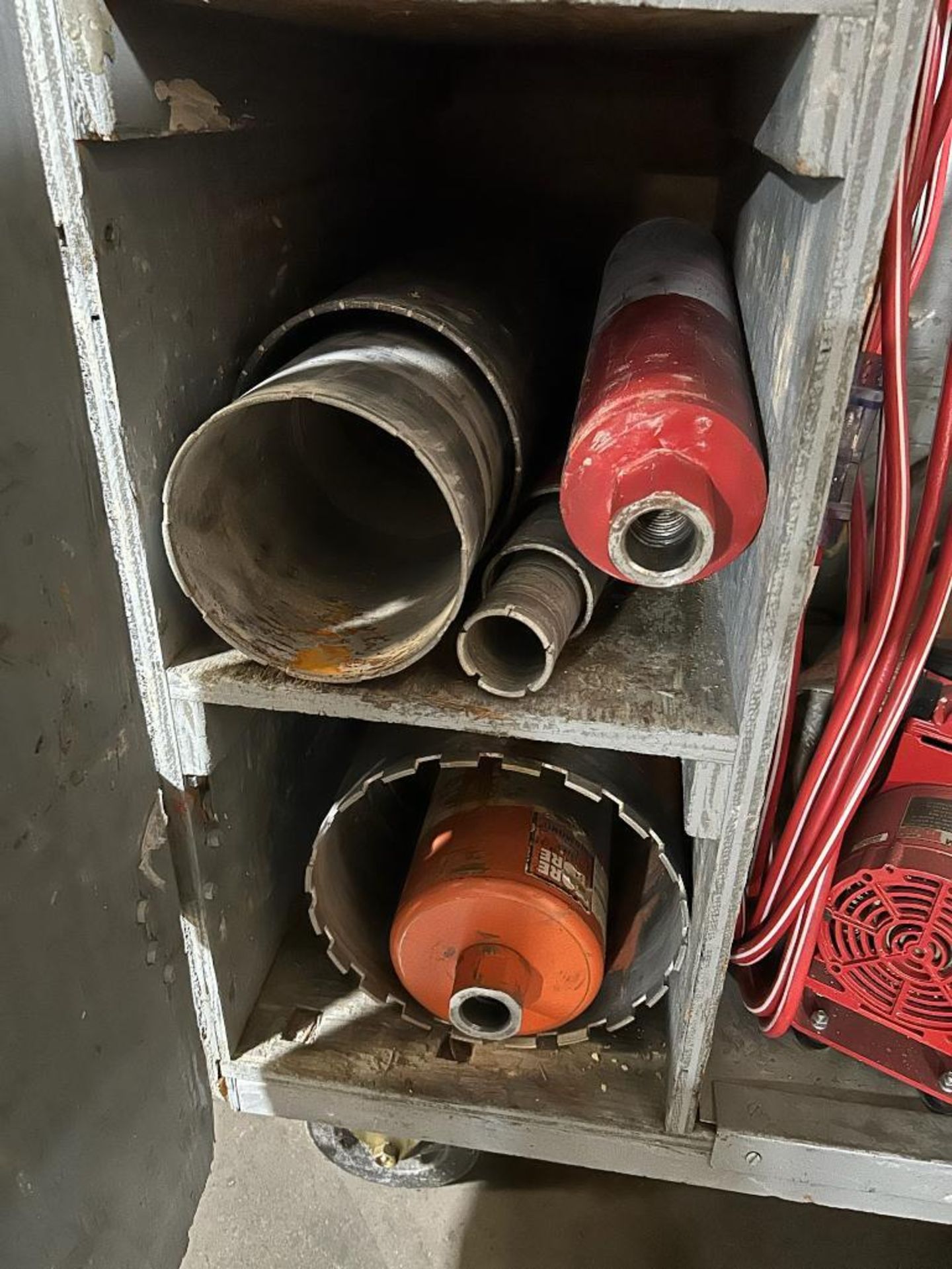 Cabinet w/ Milwaukee Dymo-Rig Diamond Coring Stand 4130 w/ Milwaukee ...