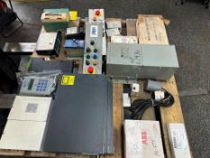 (F) Pallet of Electrical Meters, Network Switches, Transformer, Float Switch