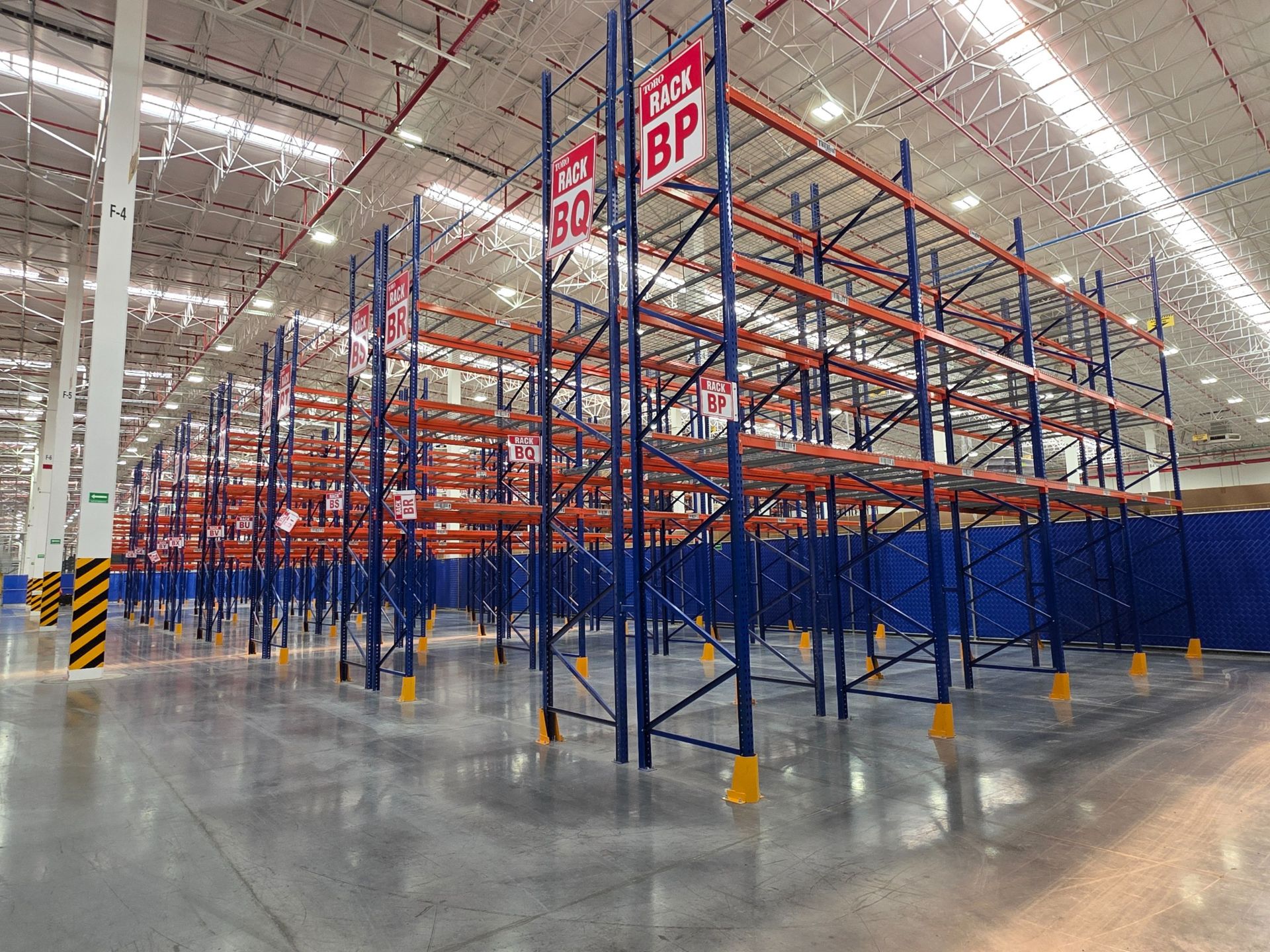 2 rows of storage racks measuring 11 meters long, 6 meters high, and 1. ...
