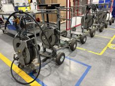 Lot of 8 carts, containing: 4 lubrication kits with cart, including reel, hoses, and FRL