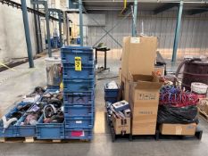 Lot of components and accessories for paint lines, containing: Masks and filters; vacuum cleaners a