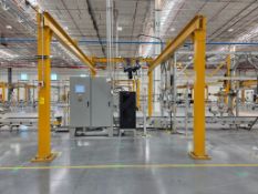 MUNCK 1-ton traveling crane with 8“ x 8” IPR beam and 12“ x 6.5” joist, contains 1 bridge with 2