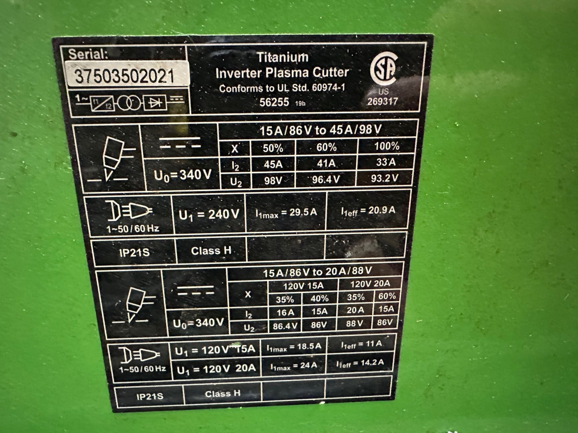 Titanium Plasma 45 Inverter Plasma Cutter - S/N 37503502021 | Rig Fee $150 - Image 2 of 3