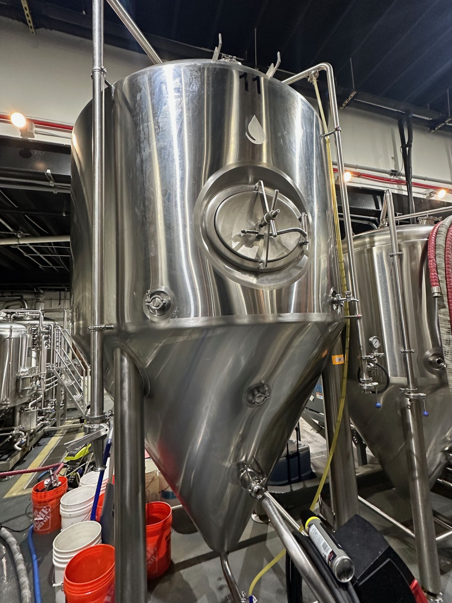 2021 Deutsche Beverage 30 BBL Stainless Steel Fermentation Tank - Cone Bottom, Glycol Jacketed, Mand