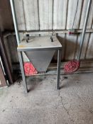 Stainless Steel Grain Hopper Feeder, Cone Shaped, With Bottom Chain Conveyor, bin A | Rig Fee $75