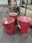 {LOT} (3) Justrite Oily Rag Cans