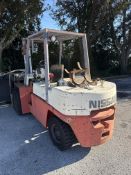 Nissan #100, 9,000 LB. Capacity Propane Forklift, 6 Wheel, Double Mast, 130” Height Capacity, Hrs: